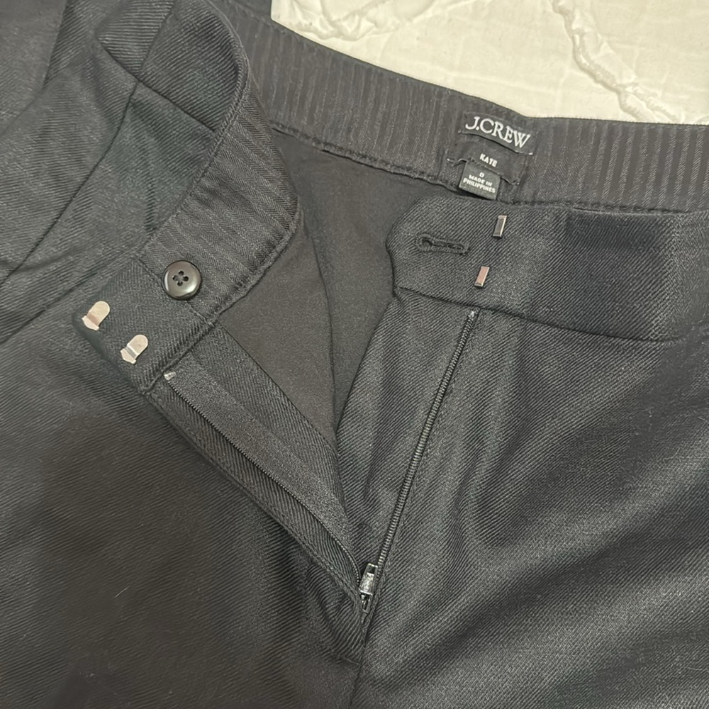 Like New J. Crew Kate Linen Blend Straight Leg Stretch Pants, Black 0 - Picture 2 of 9